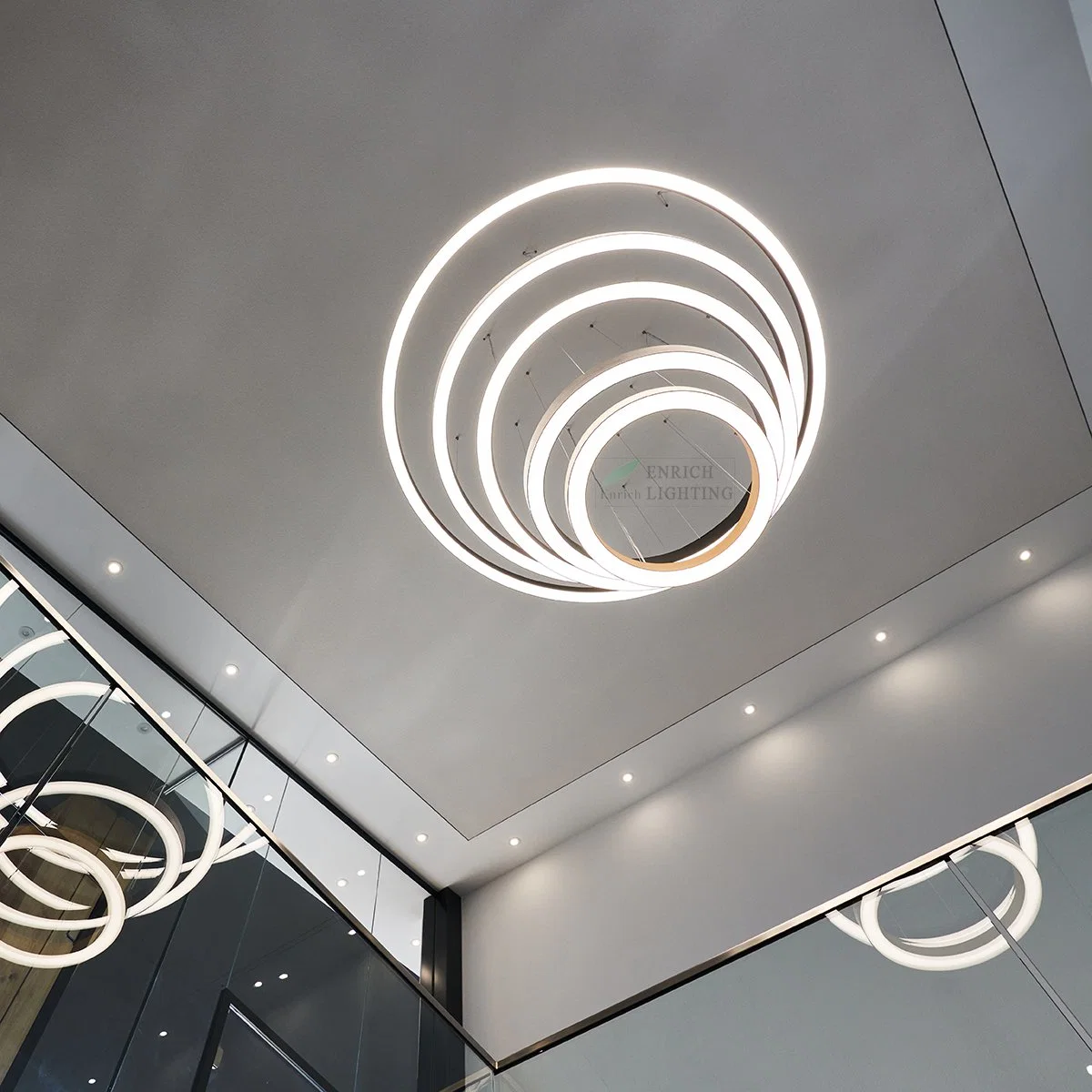 Modern Ceiling Lights Fixtures LED Ring Suspended Light Indoor Pendant Circular Light