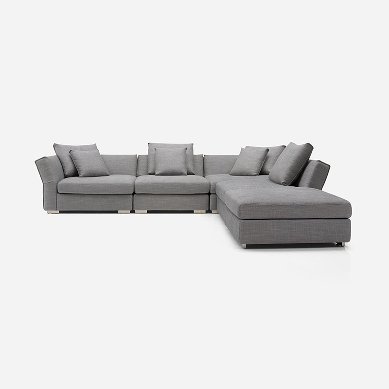 Modern Living Room L Shape Leisure Fabric Folding Sofa with Storage Box