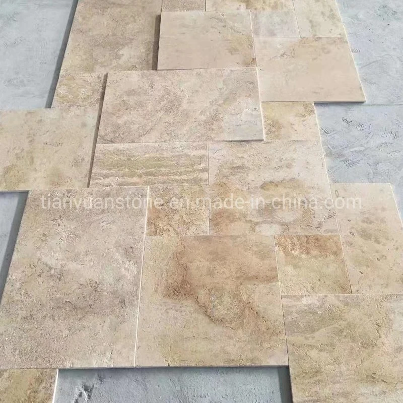 Yellow Limestone Paver with French Pattern Design