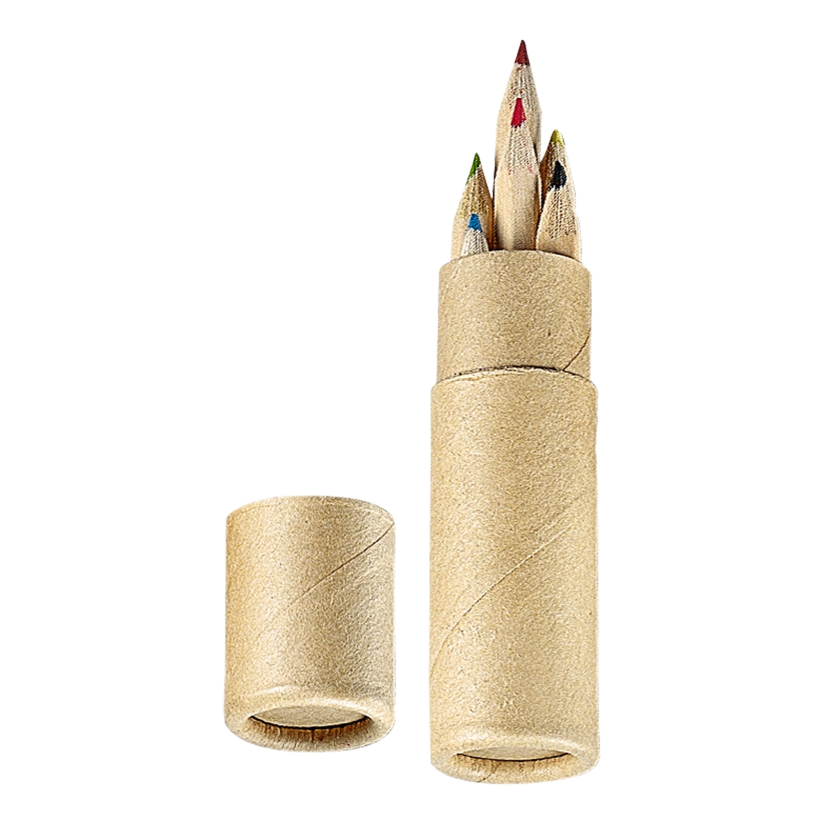 6PCS Short Color Pencil for Promotion Packed in Round Craft Paper Box