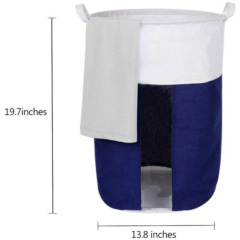 Transparent Window Linen Fabric Laundry Basket Foldable Waterproof Portable Quilt Finishing Storage