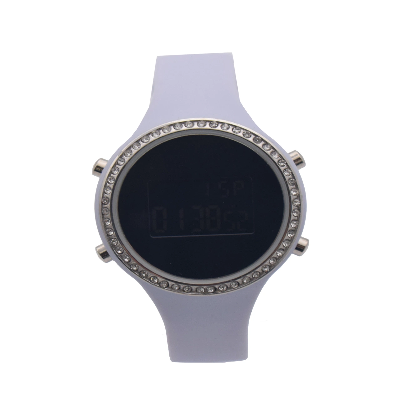 Lady Silicon Electronic Digital LED Watch Stone Women Watch
