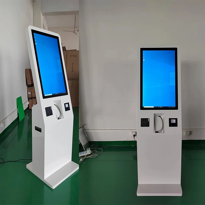 32 pulgadas Android o Windows Autónomo Terminal de quiosco LCD de autoservicio para pedidos, pagos y check-out con cámara incorporada, módulo NFC y escáner QR.