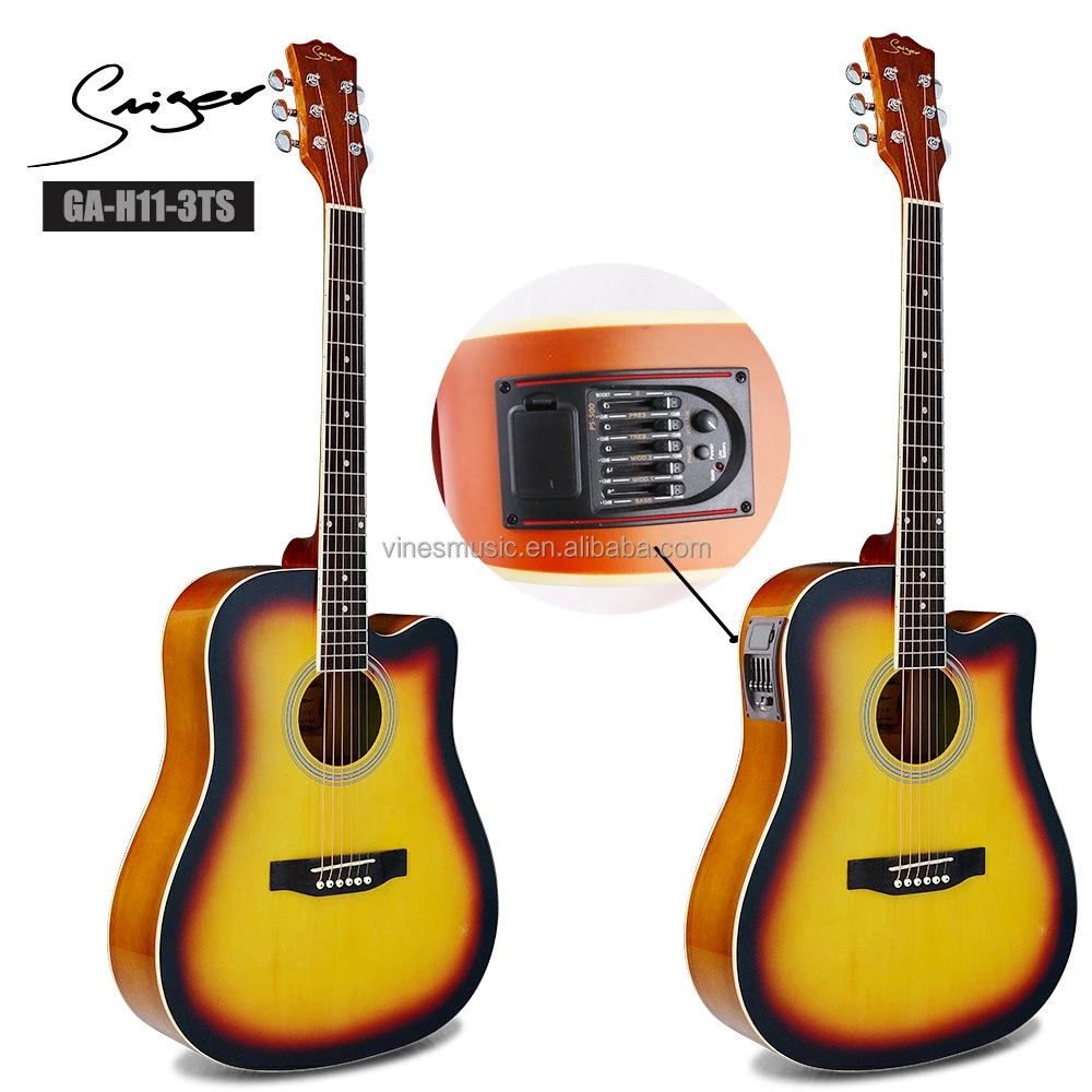 China Wholase OEM Manufacture Cheap Musical Instrument Guitarra 36 40 41 Inches Hollow Acoustic Guitar Electric Guita