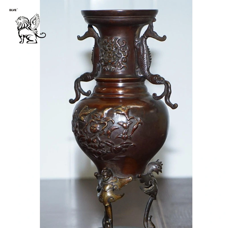 Luxury Chinese Antique High quality/High cost performance  Home Villa Decoration Cast Metal Bronze Antique Brass Flower Vase for Sale Bfc-029