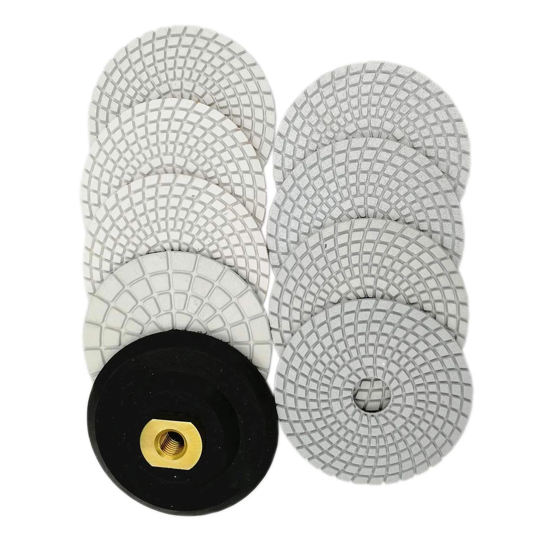 4 Inch Diamond Wet Polishing Pad Set of 7PCS Plus a Rubber Backer for Marble Granite Stone