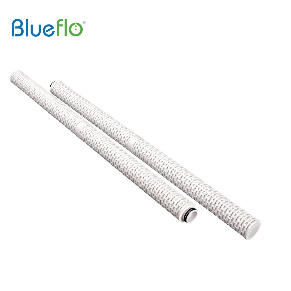 High Efficiency Glass Fiber Pleated Industrial Water Filter 1 Micron 30 Inches / 40 Inches with 222 Double O-Rings