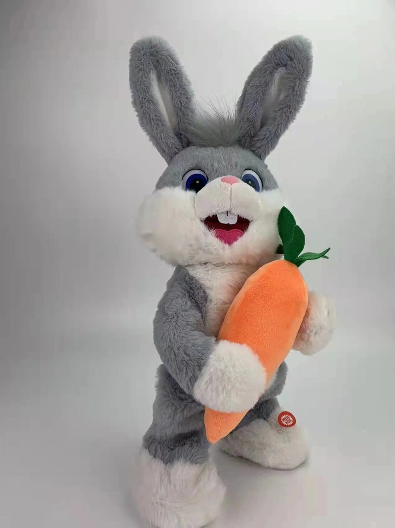 El baile del robot de juguete conejo de peluche Bunny andar saltando la ejecución de las orejas agitar animales Cute Pet eléctrico regalos de cumpleaños para niños