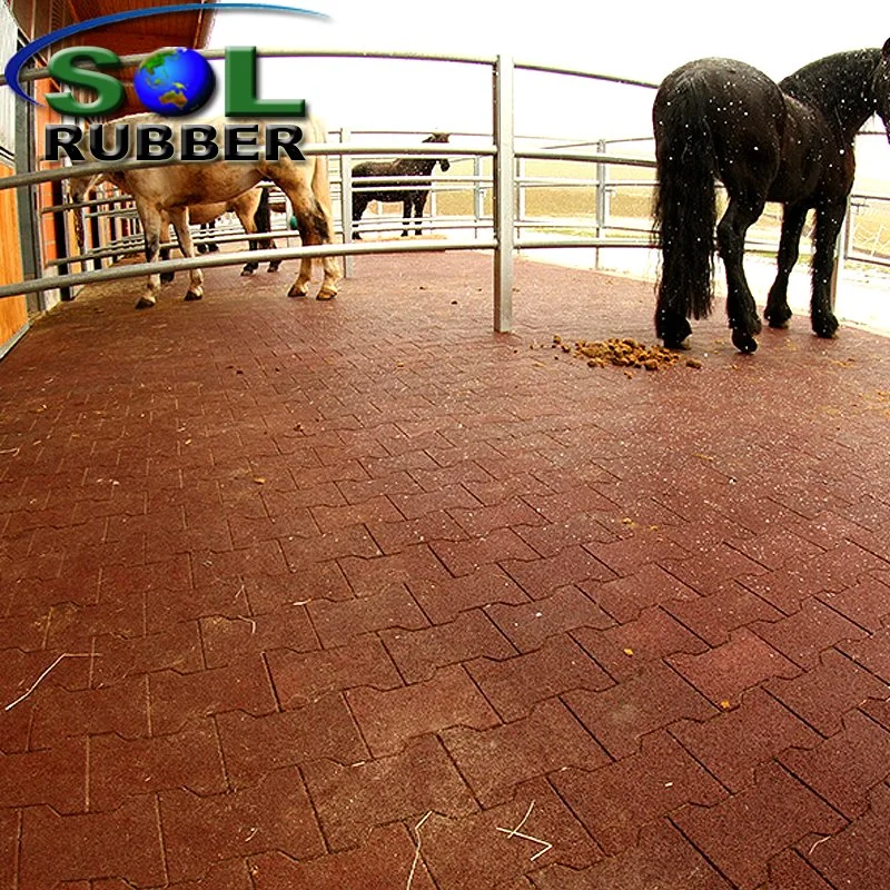 100% Recycled Interlocking Horse Barn Rubber Brick Pavers