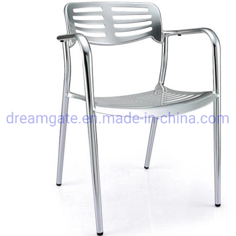 Design populaire pour la chaise de salle à manger empilable en aluminium pour le marché américain.