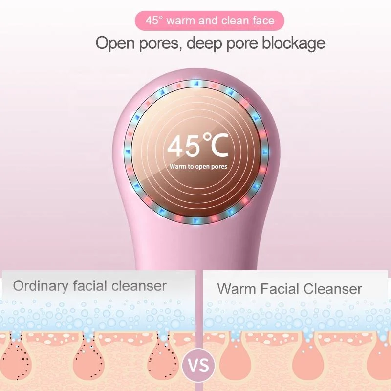 New Design Electric Heat Cool Deep Cleansing Facial Brush Face Cleaning Beauty Personal Care Home Use Tool Beauty Equipment