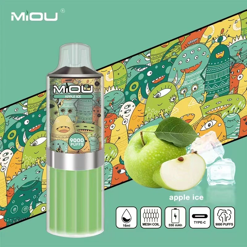 Miou 9000 Puffs 16ml E-Liquid 0/20/30/50mg Nic Salz Einweg-Vape Stift - Portable PC Material Kabel Aufladen Einweg E Zigarette CE RoHS-zertifiziert