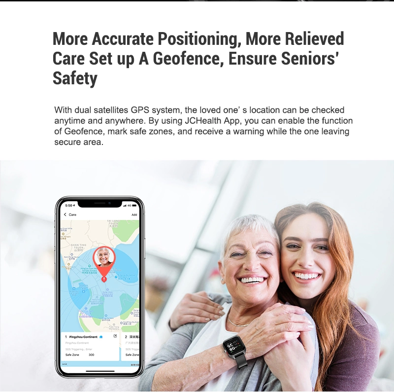 Android compatible Elder Care Smart Watch Tarjeta SIM GPS Tracker Monitorización de la salud del ECG Sos