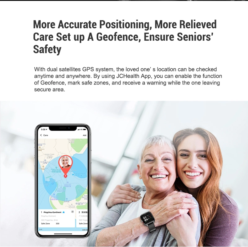 Android suportado por controlador de GPS do cartão SIM Elder Care Smart Watch Sos de monitorização do estado do ECG