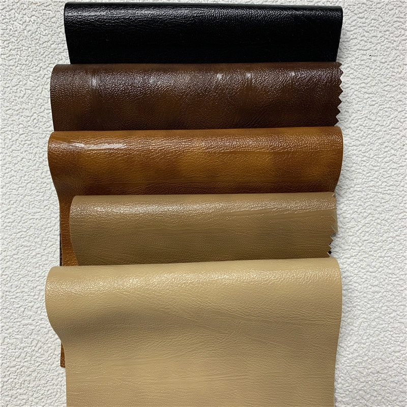 New Arrival PVC Leather for Sofa Shinny Soft Chair Leather Rexine PVC Artifical Leather with Woven Backing 0.7mm Two Tone