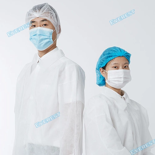 Polypropylene/Nonwoven/PP/SMS/Medical/Surgical/Standard Impervious Protective Visitor Lab Coat Jacket Protective Disposable Lab Coat Dust Coat for Laboratory