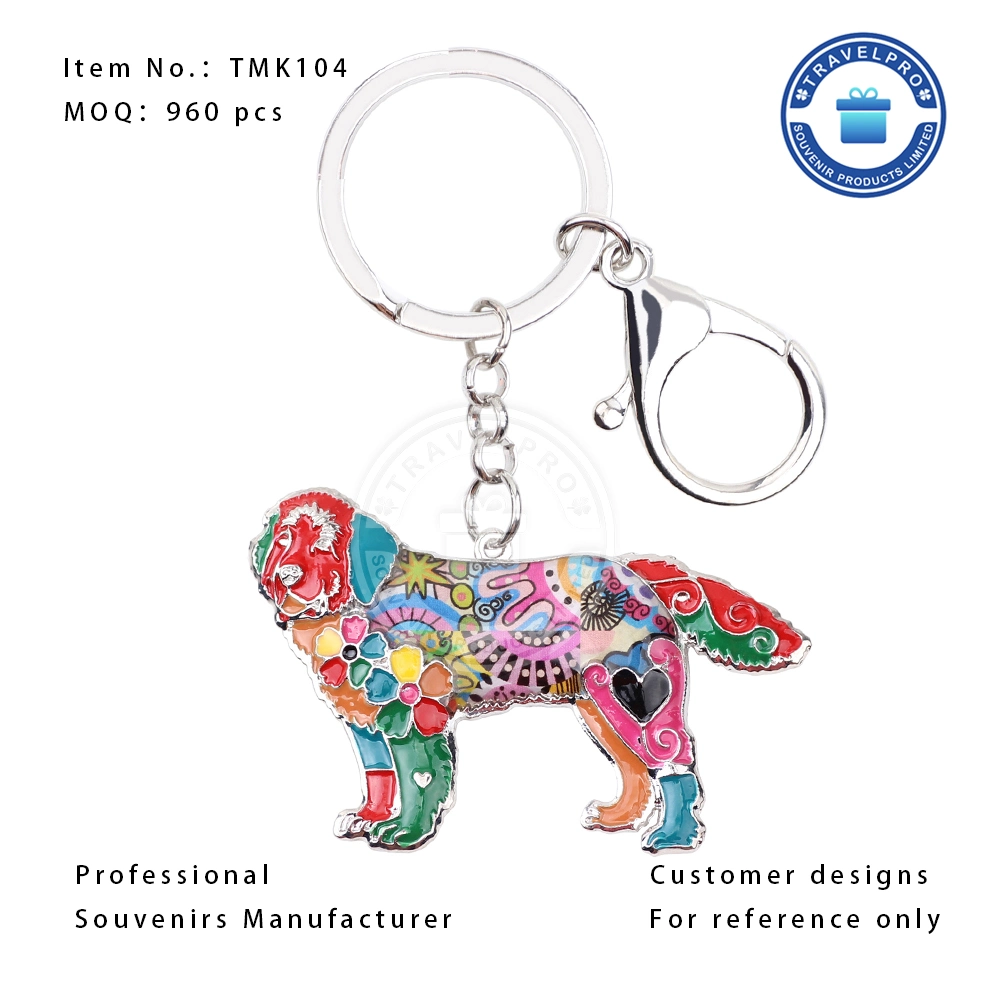 Fashion Custom Dog Keychain Alloy Cute Soft Enamel Keyring