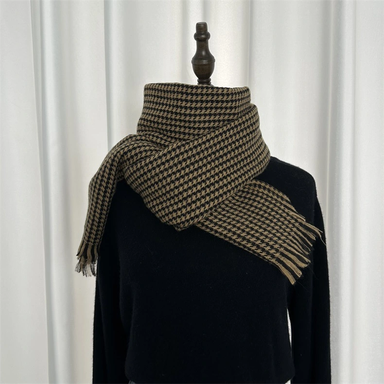 Long Shawl, Kilobird Warm Checked Wool Knitted Cashmere Winter Scarves for Women