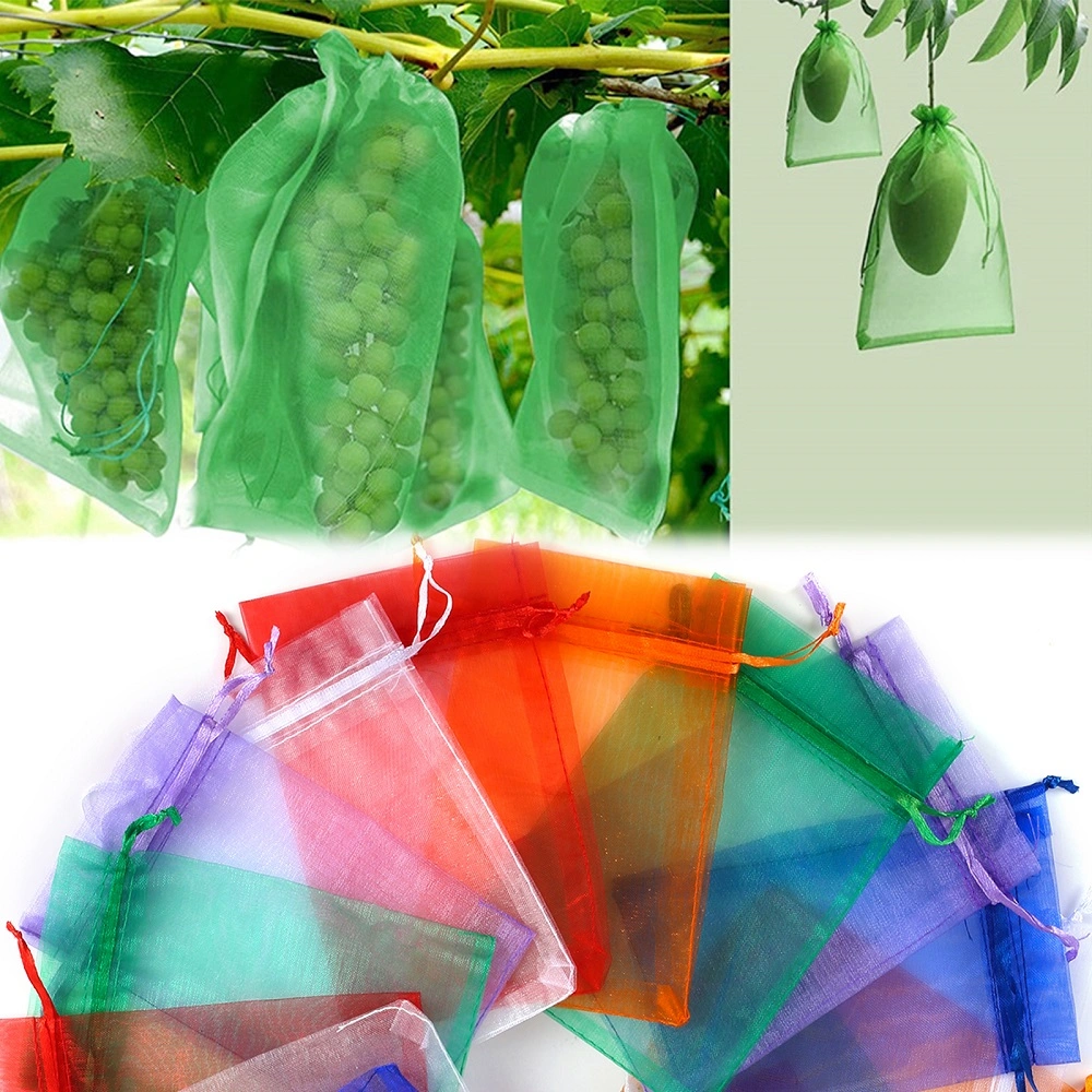 5 Sizes Drawstring Garden Fruit Protection Growing Bag Anti-Bird Netting Bag Grape Planter Palm Date Mesh Bags