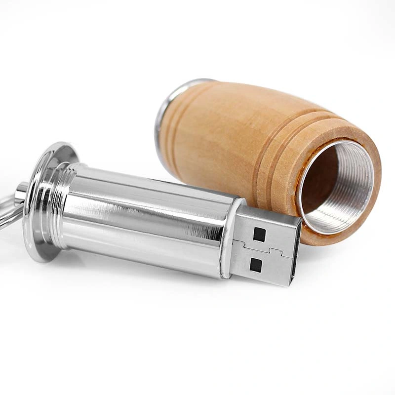 Wooden Creative Gift of Barrel Key Ring USB Flash Drive/USB Pen Drive/USB Flash Memory/USB Flash Disk