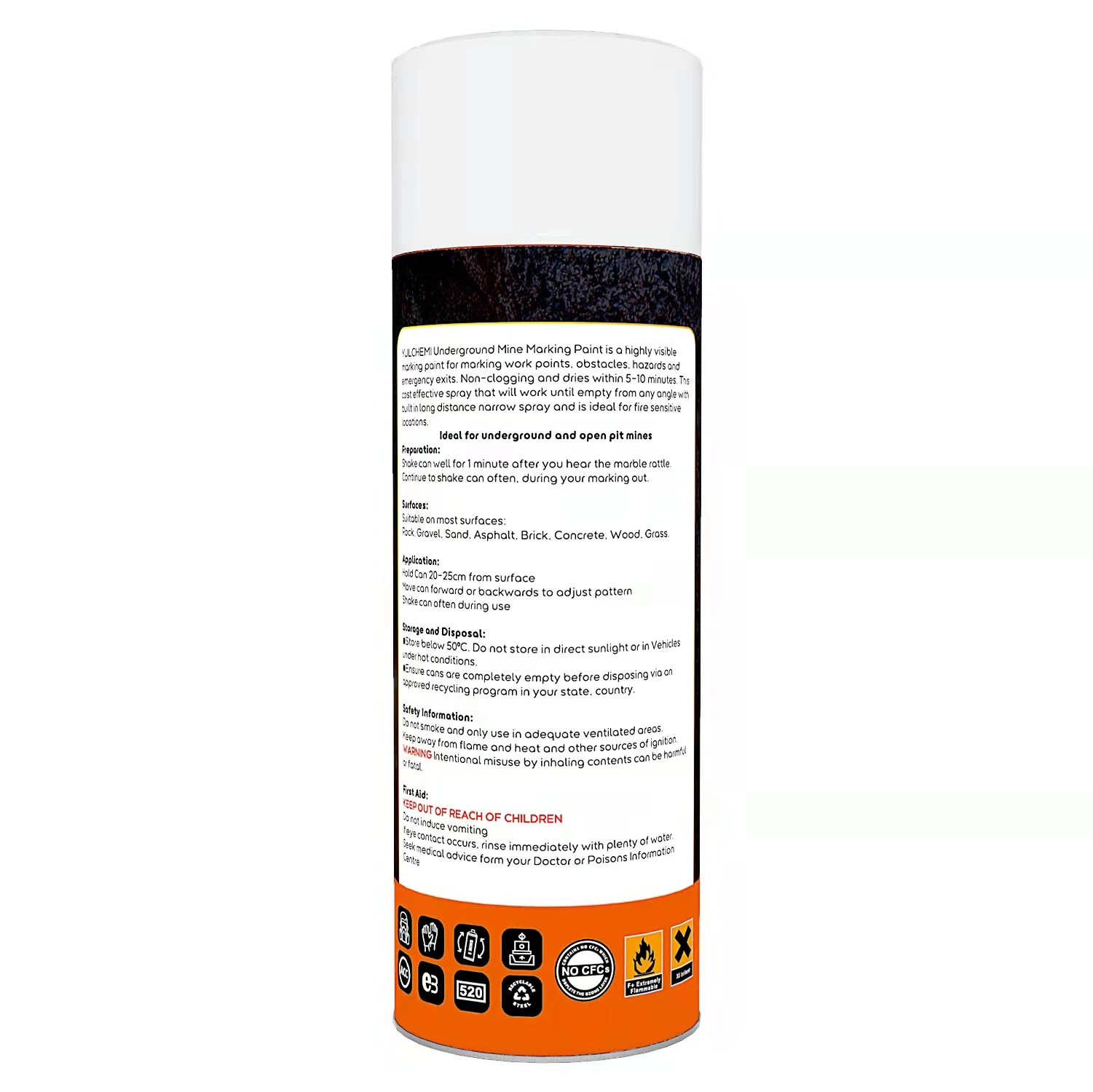 Outdoor-Untergrund Mine 360 Grad Flourescent Marking Paint Spray