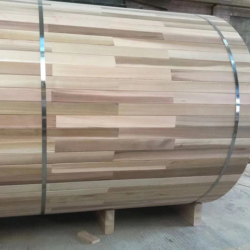 Sauna traditionnel en bois infrarouge à vapeur, sauna extérieur en forme de tonneau.