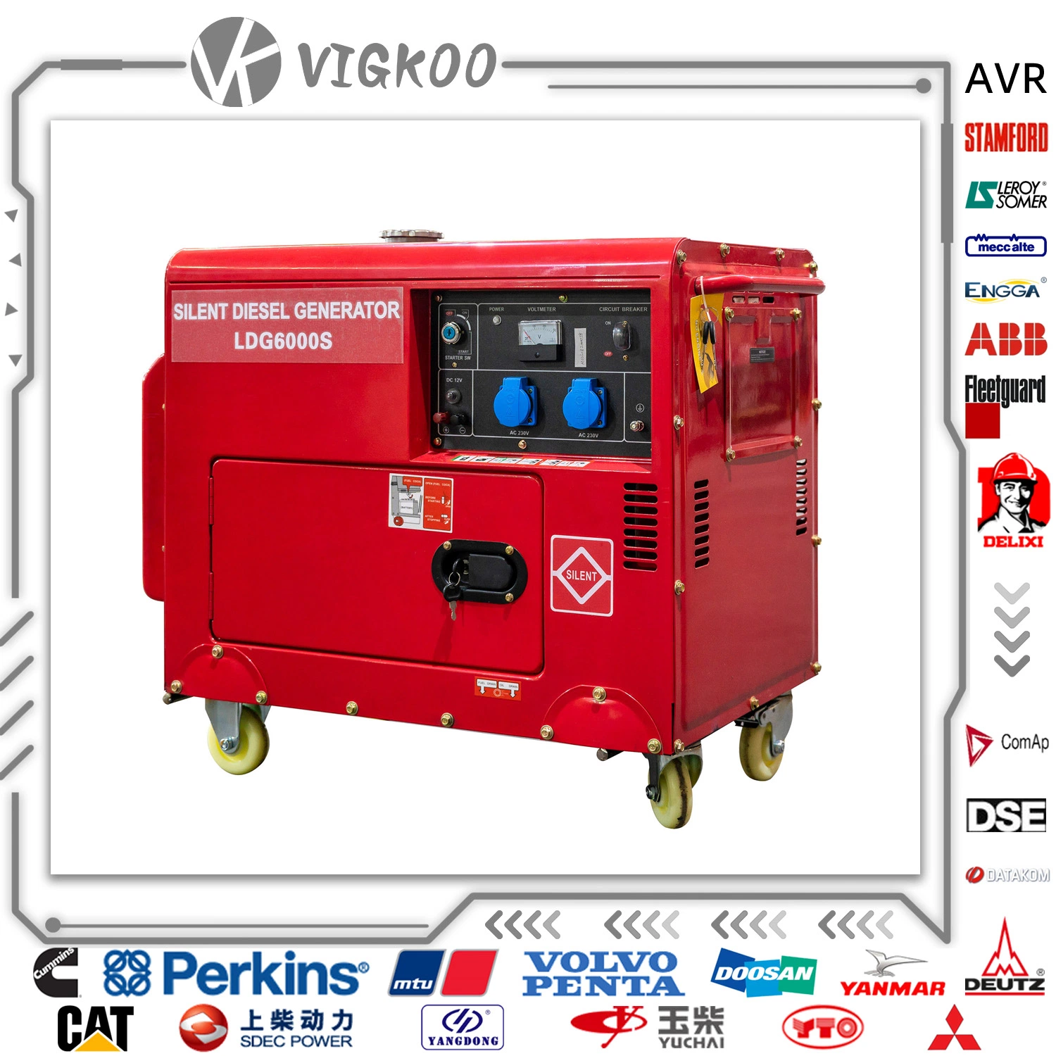 Générateur diesel portable à pavillon compact et insonorisé de 5 kw VG-Dg6000s 60 Hz