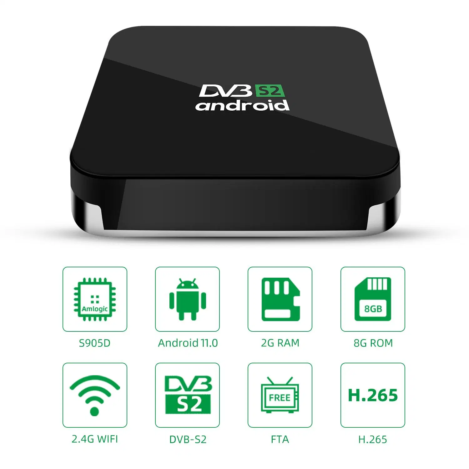 Google Certified DVB T2 S2 Amlogic S905X3 y S905D 10 USB 2.0 de Android Android 11.0 PVR TV Box 4K 8K receptor de TV por satélite digital de 4GB Android+64Decodificador GB