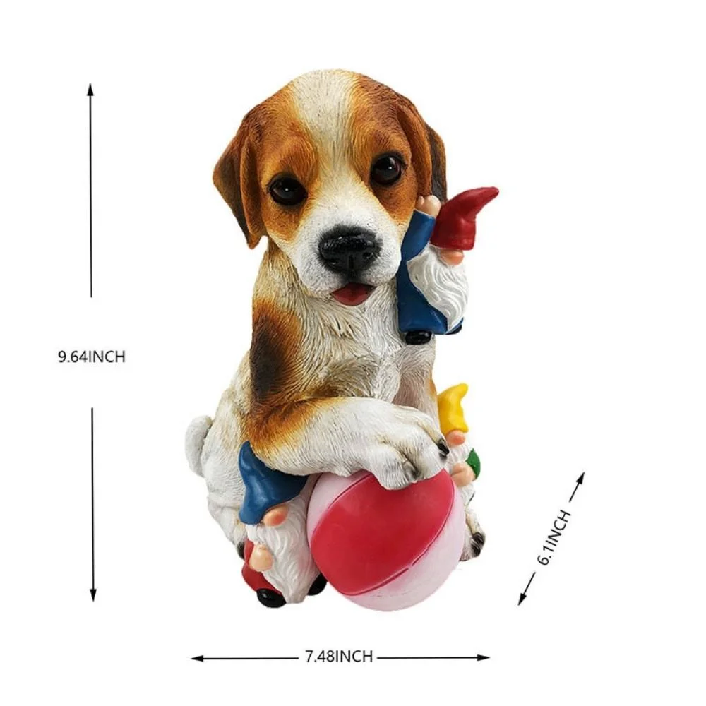 Solar Light, Patio Decor, Funny Dogs Playing with Resin Gnomes Ci22784