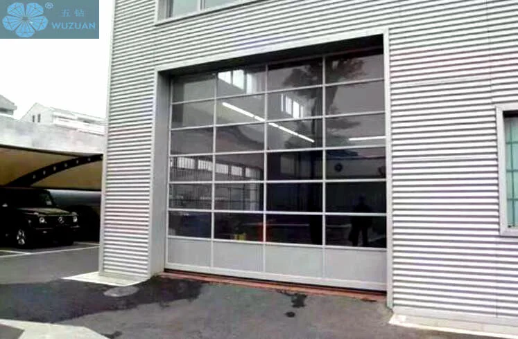 Full Vision Clear Tempered Glass / Polycarbonate Sliding Overhead Garage Door