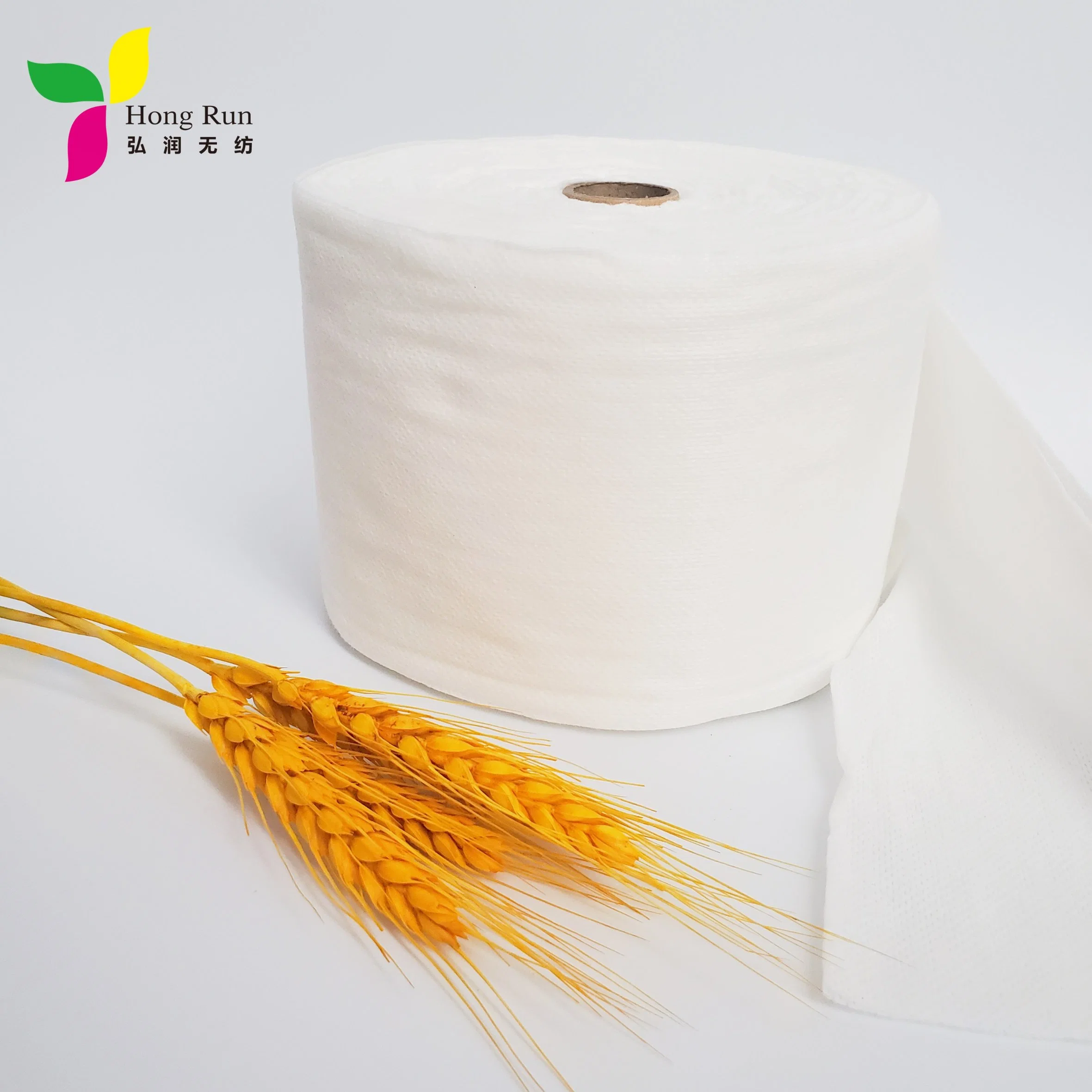 Plain Grain Disposable Nonwoven Fabric Dual Use Dry Face Towel Tissue in Rolls