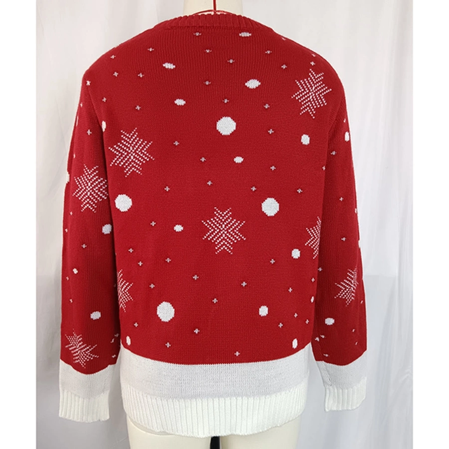 Wholesale Custom Knit Jacquard décontracté col rond laid Christmas Chandail