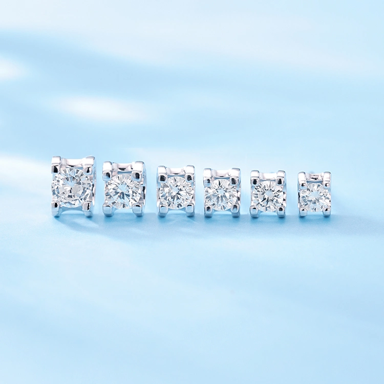 Puces d'oreilles pour femmes, or blanc 18 carac. 1/2/4 CT Moissanite à coupe ronde créée en laboratoire boucles d'oreilles en diamant Promise anniversaire cadeau