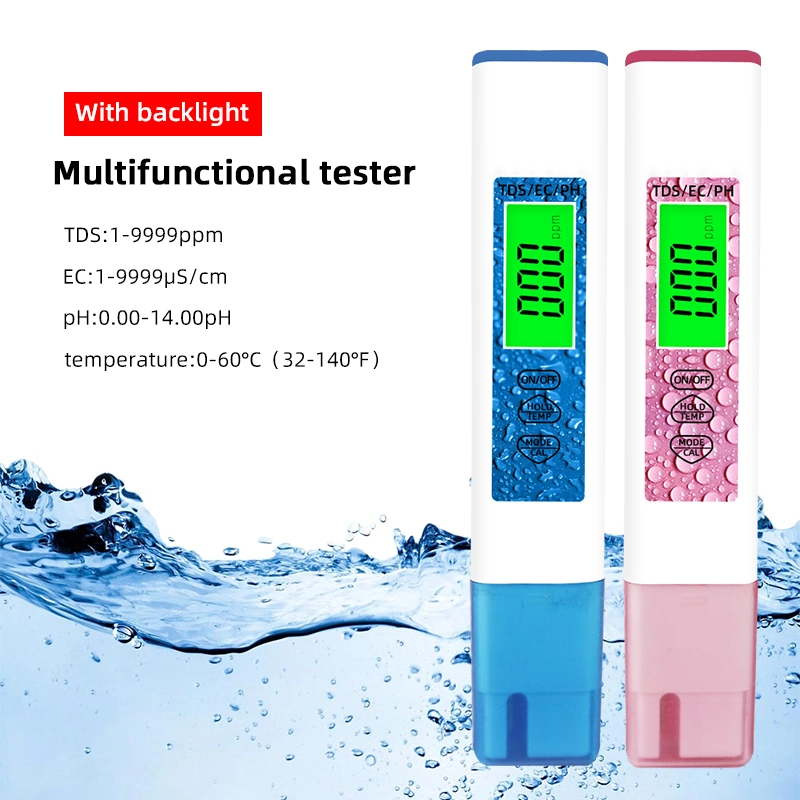 Medidor de Ce portátil de pH Medidor de TDS de temperatura Digital Pen Comprobador de temperatura 3 en 1 de desconexión automática del sensor de agua del filtro de agua