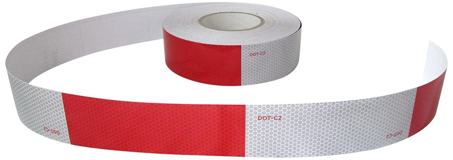 2" X 150' DOT-C2 Conspicuity Reflective Safety Tape - 6" Red 6" White - Truck, Trailer, Mailbox