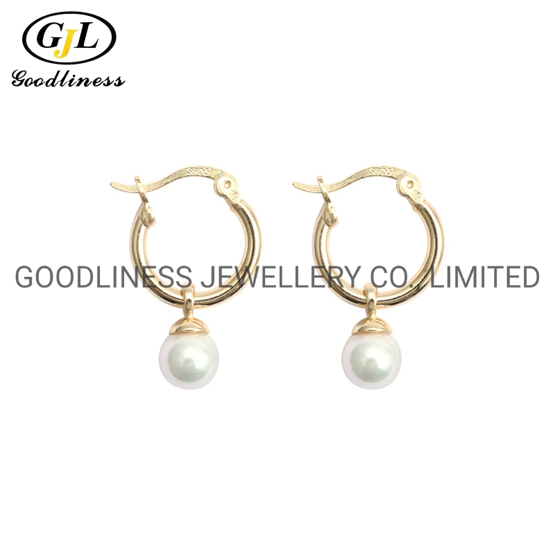 Hypoallergenic Freshwater Pearl 14K Daily Wear Gold Small Hoop Earrings