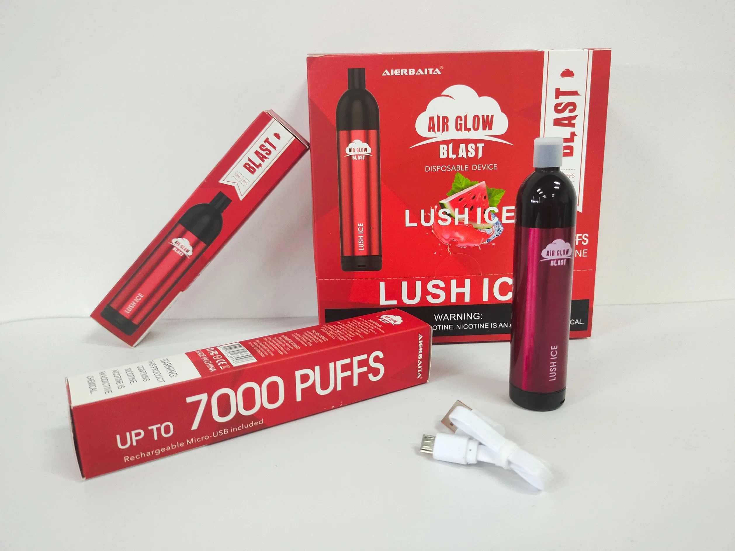 USA Vente chaude 7000 bouffées Stylo Vape jetable 5% Nic Salt Cigarette électronique rechargeable