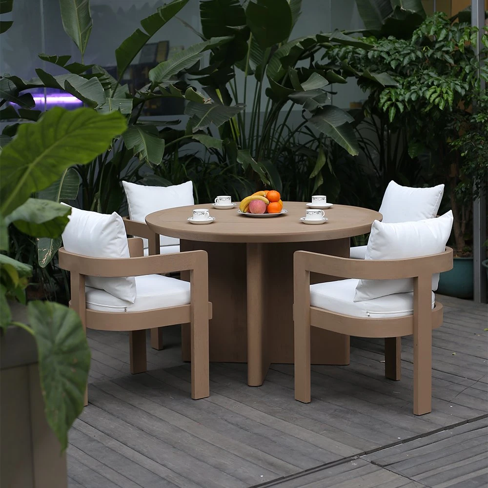 Outdoor Teak Wood 4 Seats Dining Chairs and Dining Tables Set Patio Luxury Garden Furniture