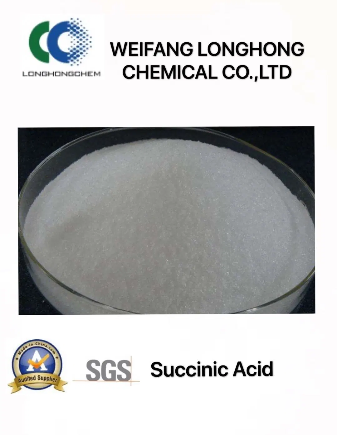 All Biodegradable Succinic Acid Widely Used in Surfactant Industry CAS No. 110-15-6