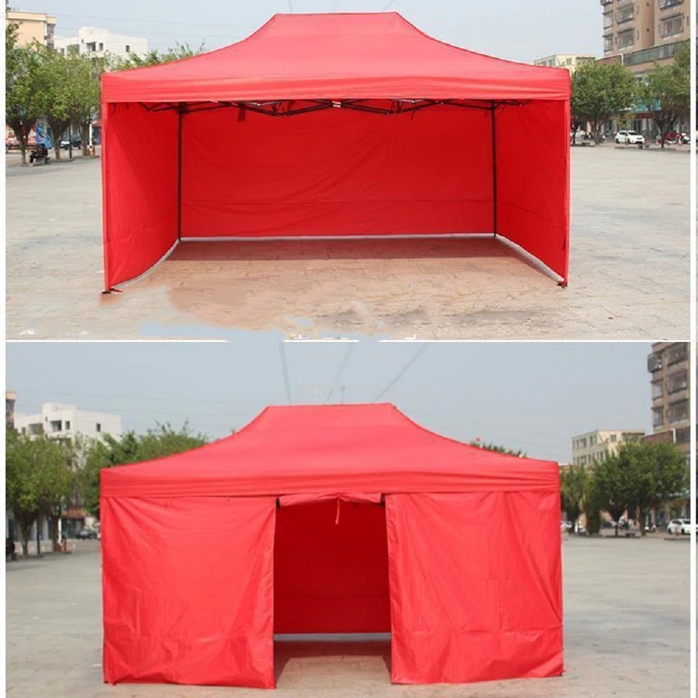 Portable Pop-up Gazebo Stall Tent with Roman Transparent Window for Outdoor Activities, Sidewalk Portable Tent Bl17599