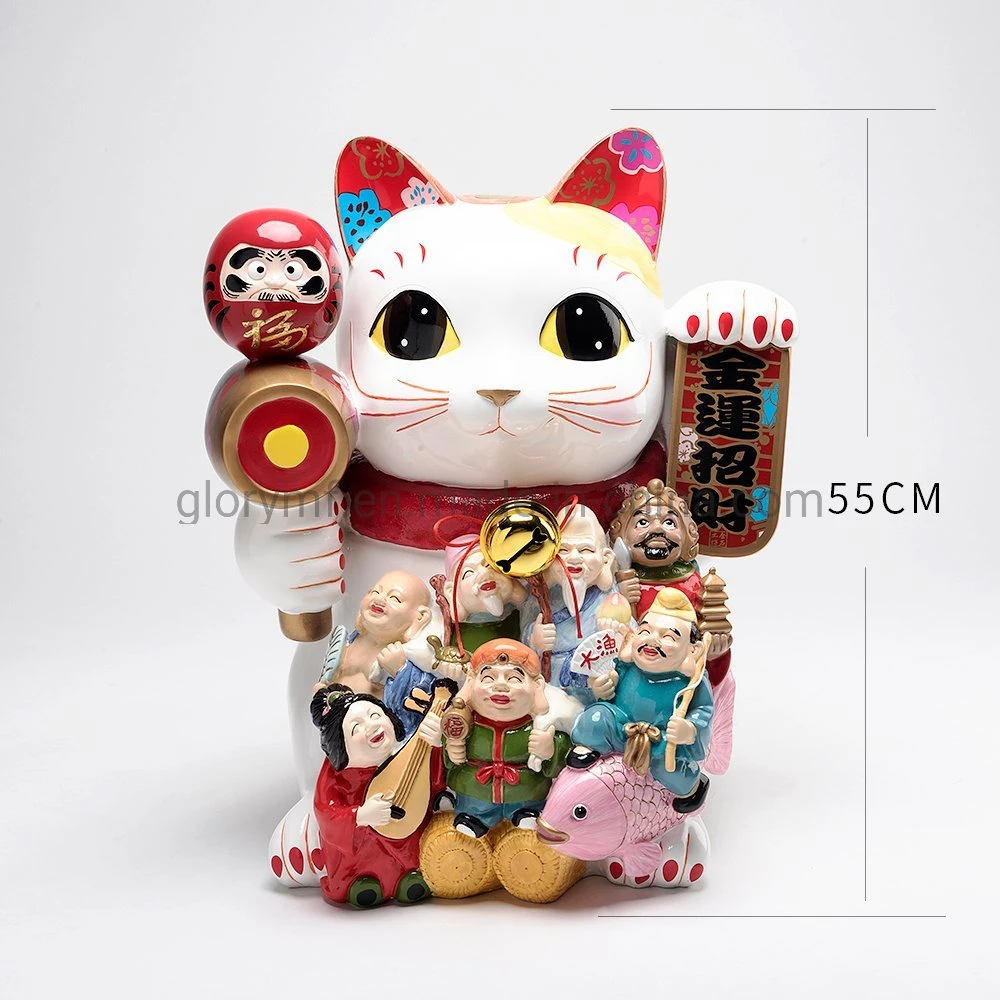 Chinese Traditional Display Facai Cat with Custom Poly Resin Material