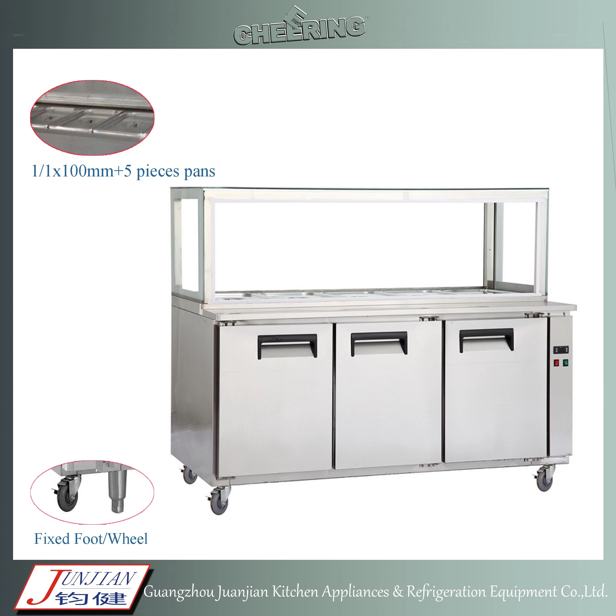 Pizza Prep Ensalada de Chiller comercial Mostrar Refrigerador Refrigerador Undercounter