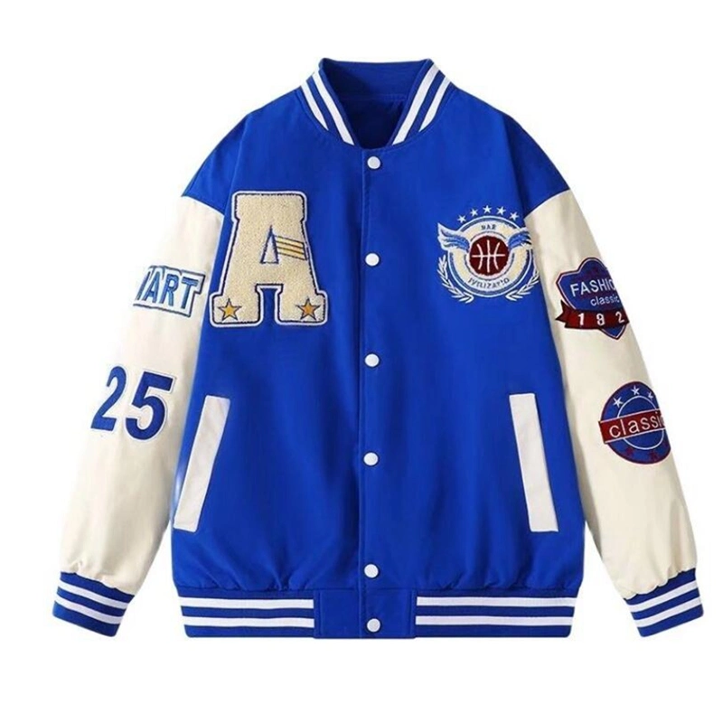 Vigour Custom Chenille Embroidery Long Sleeve Baseball Letterman Varsity Jacket for Men