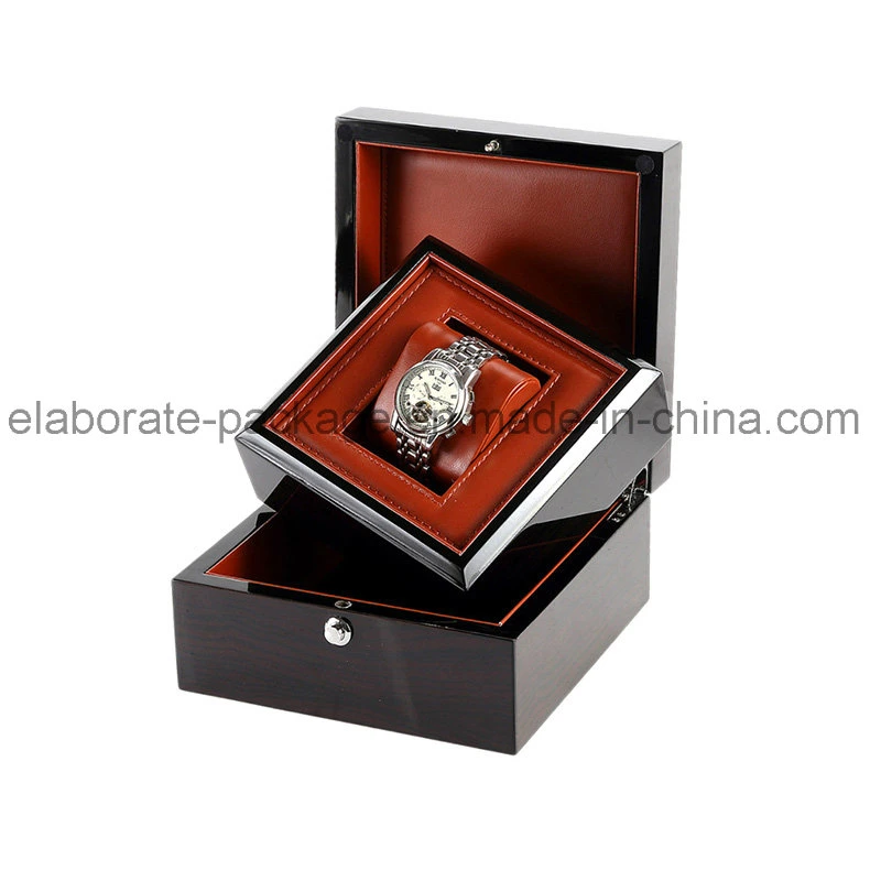 Luxury High-End Shiny Laxquered Wooden PU Packaging Retail Watch Wood Box