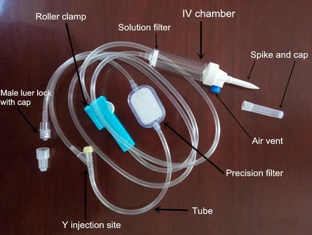 Venta caliente Zhenfu TPE Free_PVC precisión con el conector en Y Conjunto de equipos de infusión IV desechables