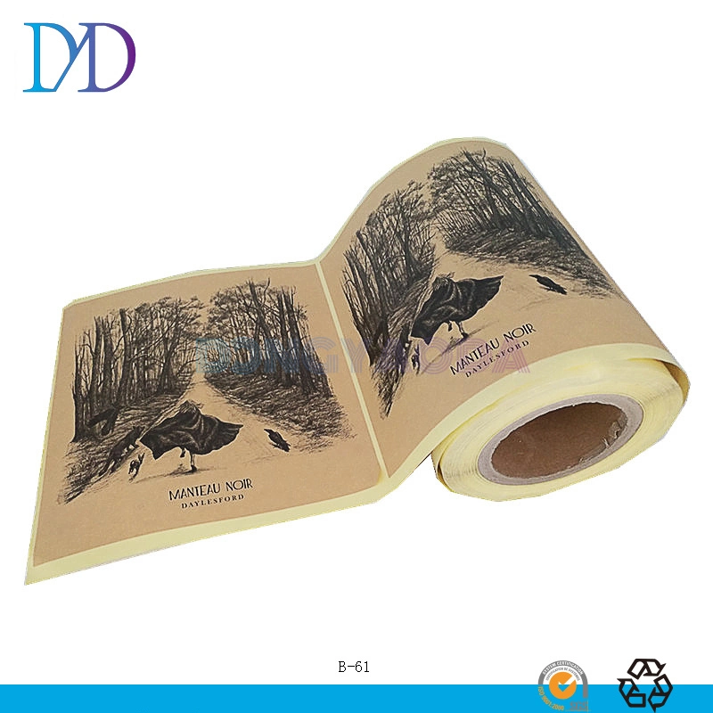 Hot Selling Custom Printing Self Logo Roll Kraft Paper Adhesive Sticker Label