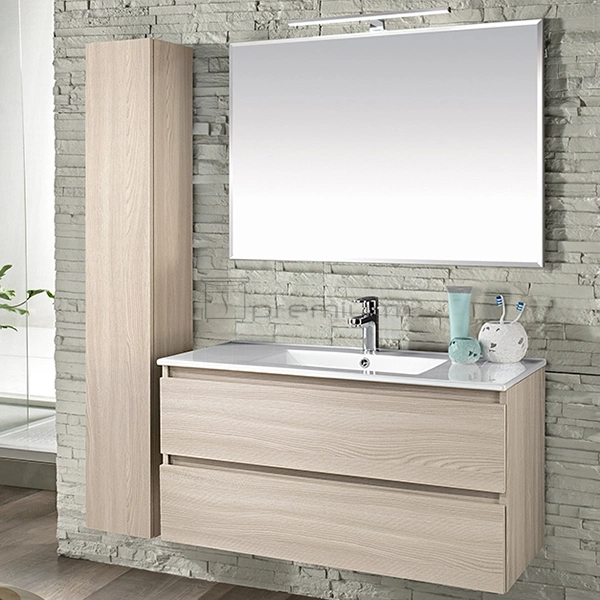 Wholesale European Hotel Mirror Cabinet Bathroom Modern Wall Mounted Cabinet Furniture Ceramic Basin Silver Mirror Bathroom Vanity Set