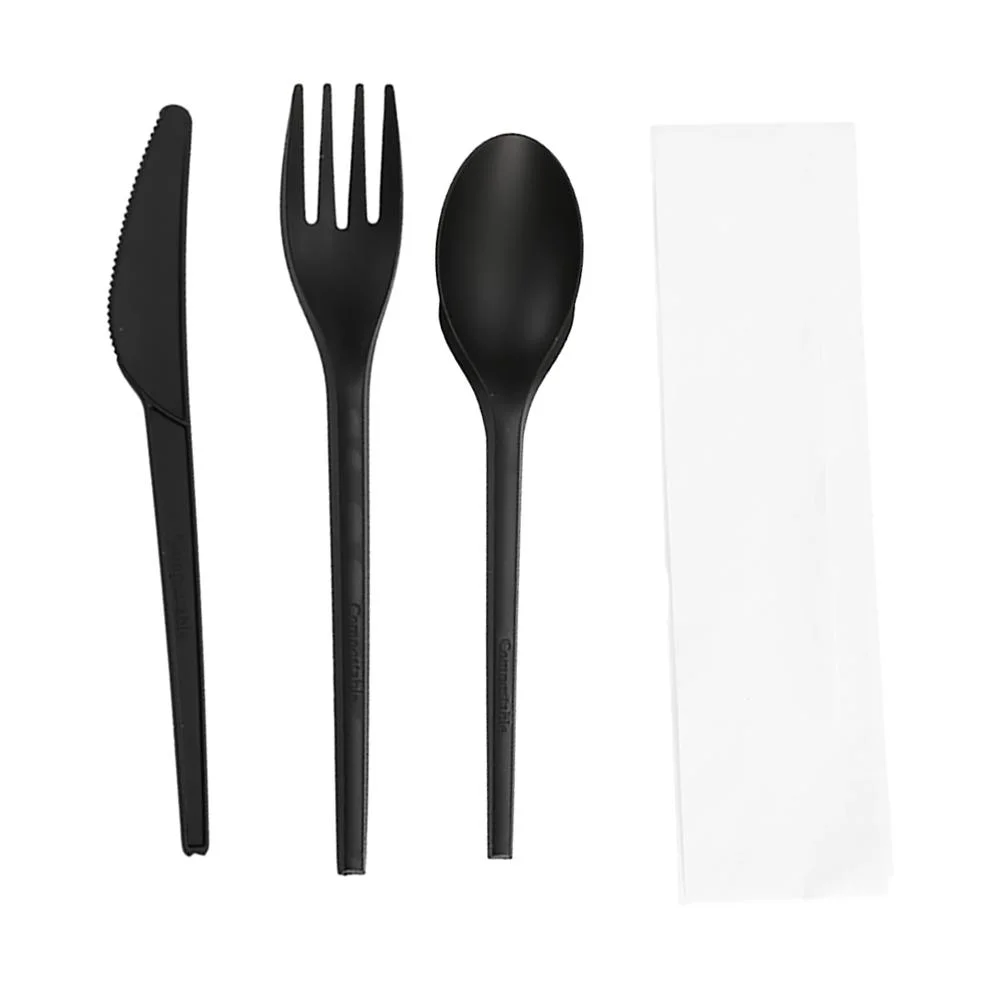 Amazon Hot Sales Biodegradable Disposable Kitchen Tablware Cpla Compostable Cutlery Set Bio Packed