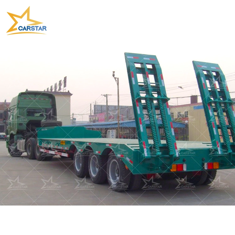 الحفار ذو العجلات 3/4/5 Axle 50 60 80 طنًا متريًا للخدمة الشاقة شاحنة Trailer منخفضة التحميل / Lowboy / 4 محاور مقطورة منخفضة السرير