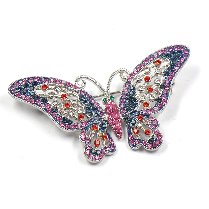 Factory Custom Made 3D Rhinestone Metal Alloy Jewelry Manufacturer Customized High quality/High cost performance Ornament Accessory Bespoke Wholesale/Supplier Fashion Pretty Butterfly Brooch